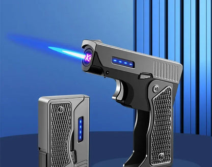 Windproof Gas-Electric Plasma Lighter – USB Type-C Rechargeable Folding Gun-Shaped Torch