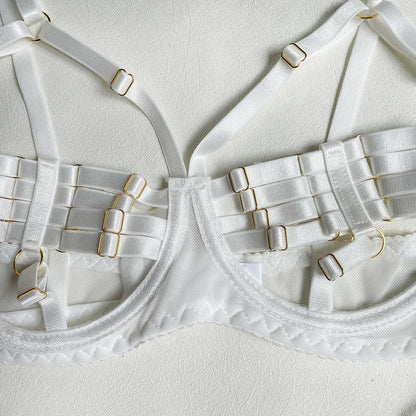 5-Piece Hollow Lingerie Set – Sensual Open Bra & Brief Outfit