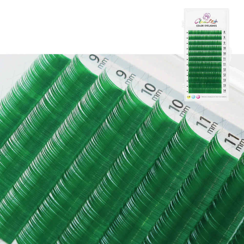 Green Lash Extensions – Vibrant Individual False Mink Lashes for Creative Makeup Looks