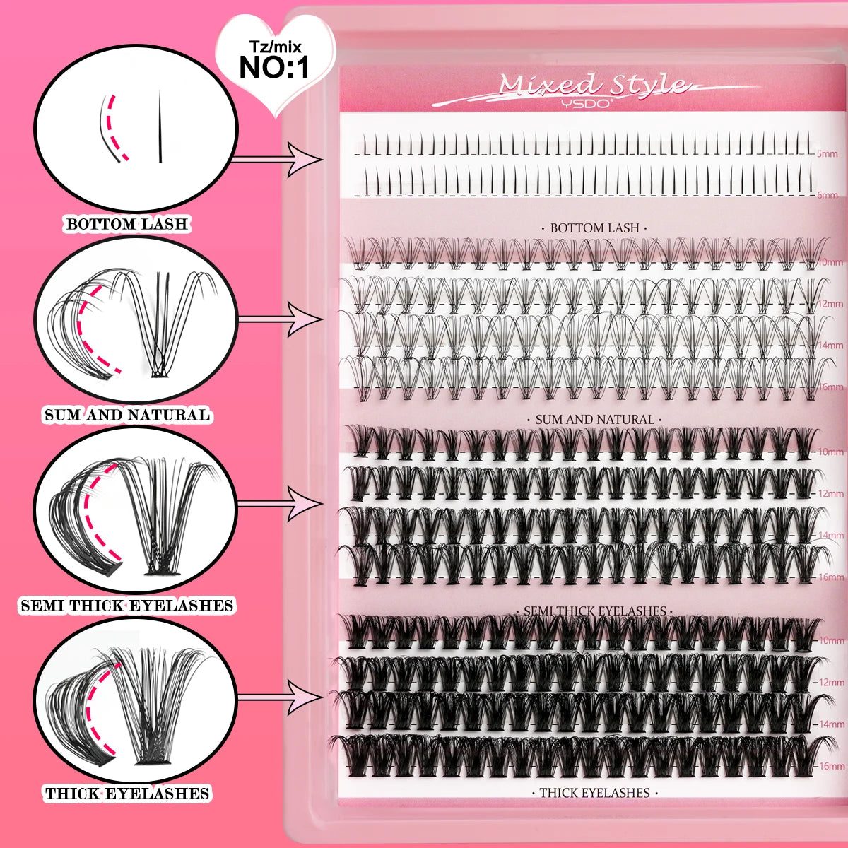DIY Lash Cluster Extension Kit – Bond, Seal & Applicator Set (5–16mm)