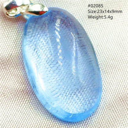Natural Blue Topaz Quartz Pendant Necklace – Oval Healing Stone Jewelry