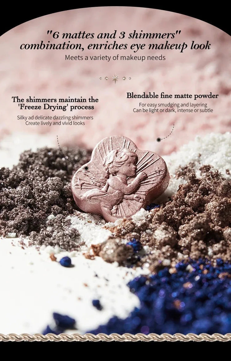 Little Angel 9-Color Eyeshadow Palette – Shimmer & Glitter Finishes