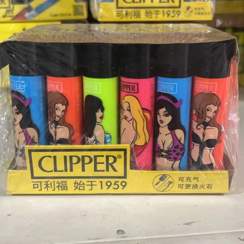 24-Piece Clipper-Style Butane Lighter Set – Refillable with Pattern Designs