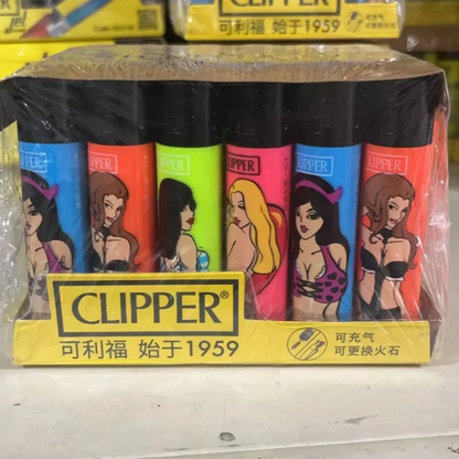 24-Piece Clipper-Style Butane Lighter Set – Refillable with Pattern Designs