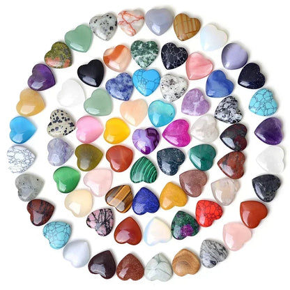 Heart-Shaped Natural Crystal Stones – Amethyst, Agate & Mineral Healing Specimens (10/20/30PCS, 20mm)