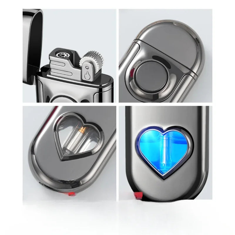 Double Flame LED Butane Metal Lighter