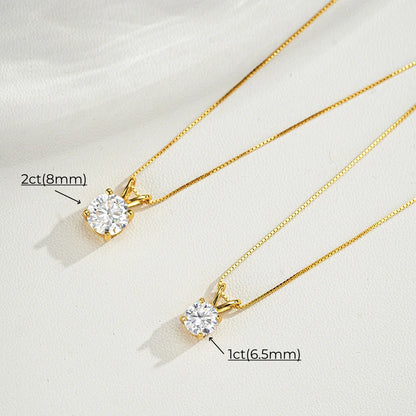 1-2CT Moissanite Pendant Necklace for Women, 14K Gold Plated