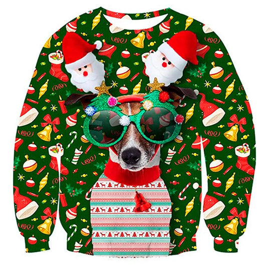 Funny Santa & Elf Ugly Christmas Sweater – Unisex Holiday Sweatshirt for Men & Women