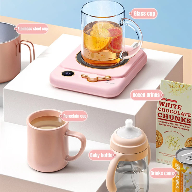 Electric Coffee Cup Warmer – 3-Setting Temperature Control Heating Coaster