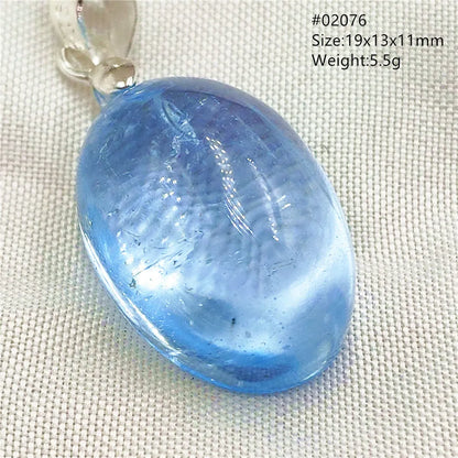 Natural Blue Topaz Quartz Pendant Necklace – Oval Healing Stone Jewelry