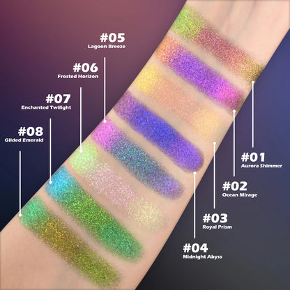 Multichrome Eyeshadow Palette – 8-Color Shimmer Waterproof Long-Lasting Makeup