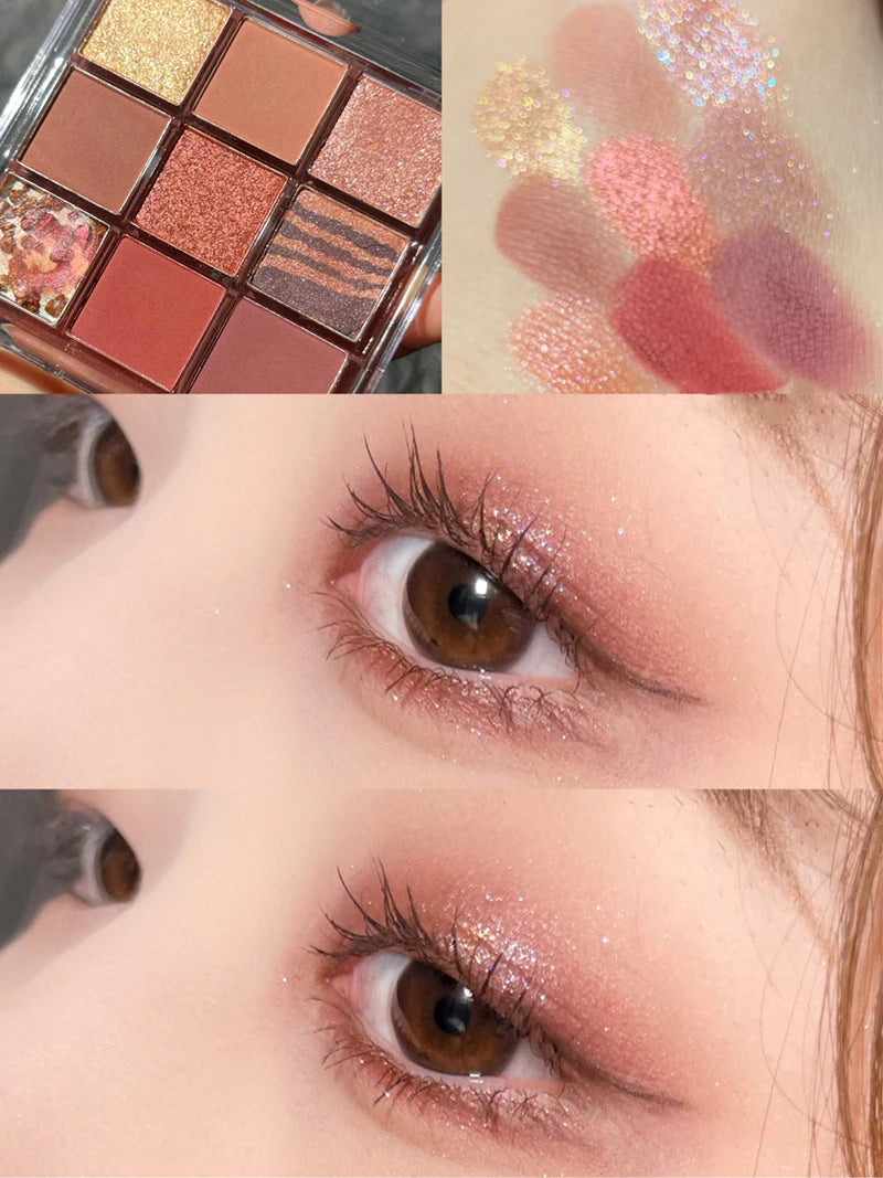 Oh Rosy 9-Color Eyeshadow Palette – Soft Smoke & Rose Tones