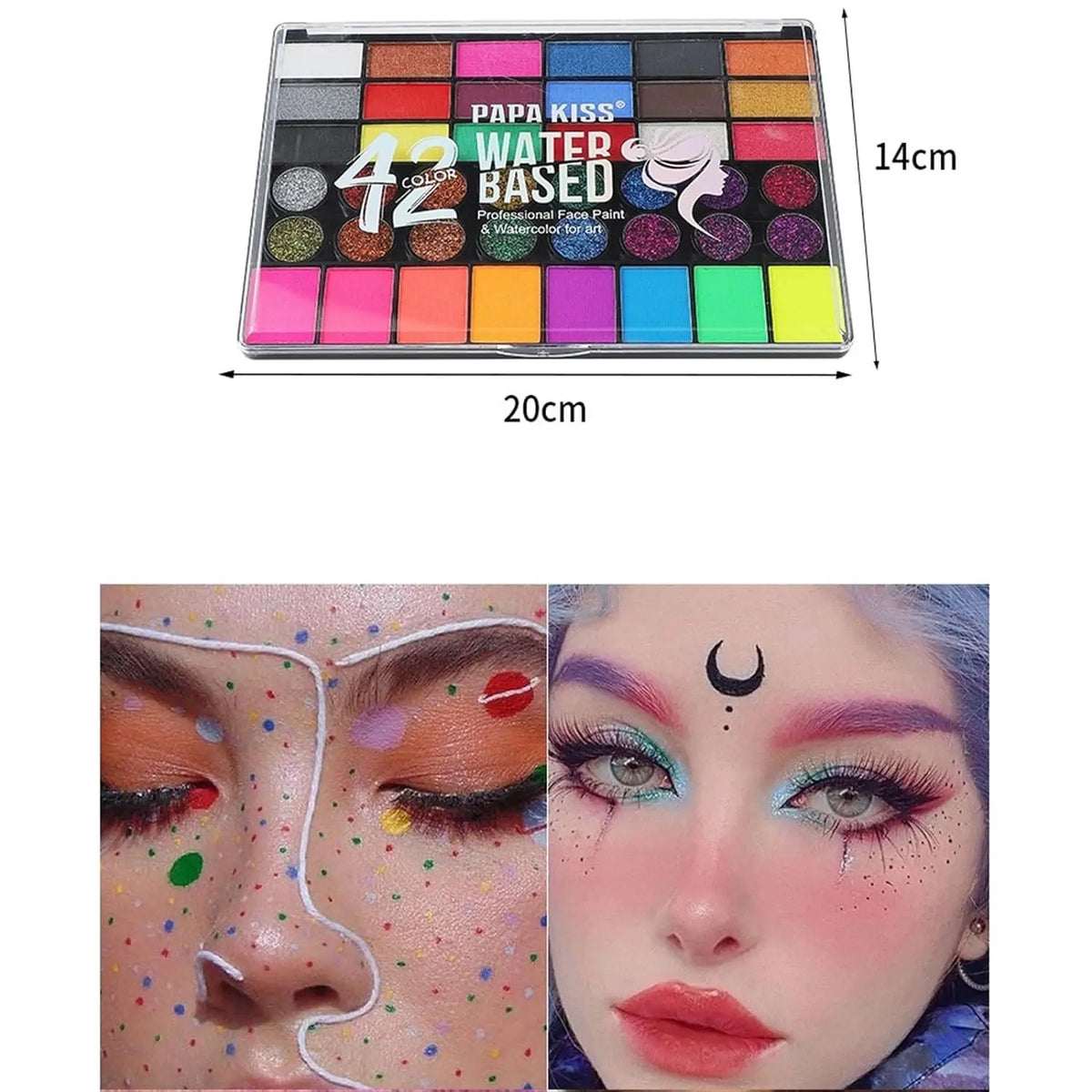 42-Color UV Neon & Glitter Face & Body Paint Palette – Water-Activated Art Makeup