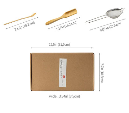 4/5/6PCS Traditional Matcha Tea Set – Bamboo Whisk, Teaspoon, Ceramic Bowl, and Accessories
