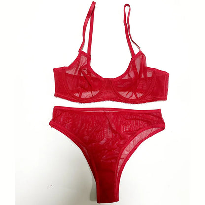 Mesh Transparent Lingerie Set – Seamless Bralette & Panty 2-Piece