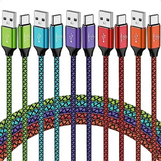 5-Pack 10ft USB-A to Type-C Fast Charging Cables – Extra Long Charger Set