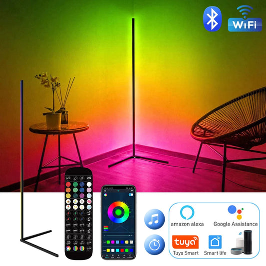 Dimmable RGB Corner Floor Lamp – Smart LED Mood Light (140cm)