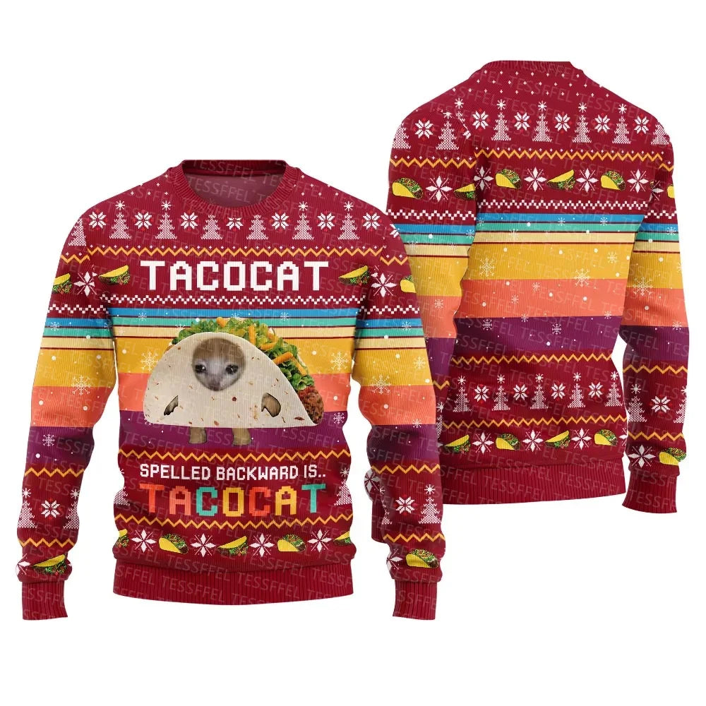 3D Christmas Cosplay Ugly Sweater – Santa, Jesus & Anime Print Holiday Pullover