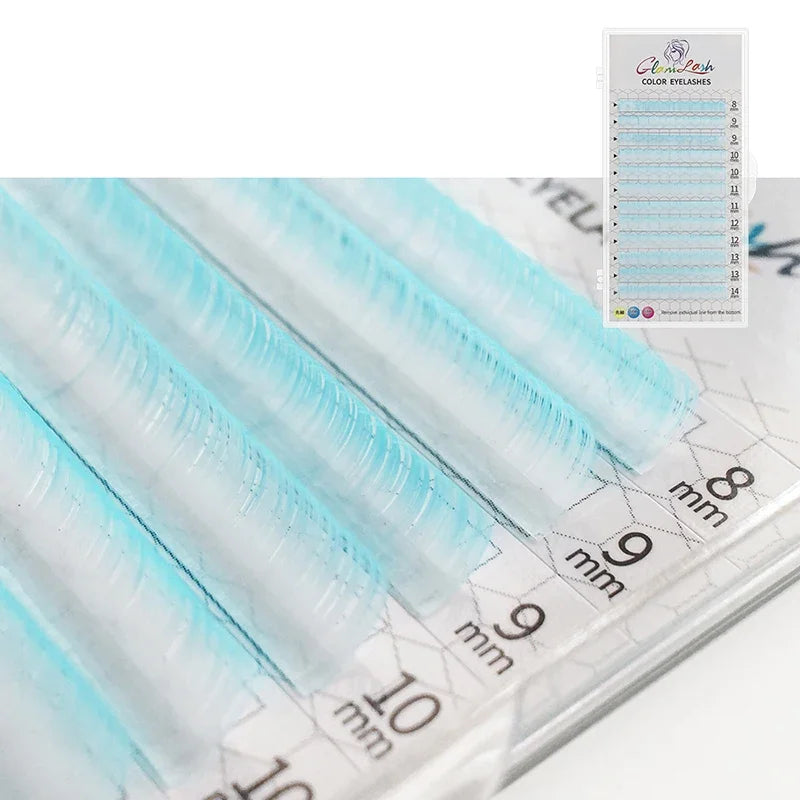 White & Blue Lash Extensions – Individual False Mink Lashes for Creative Looks