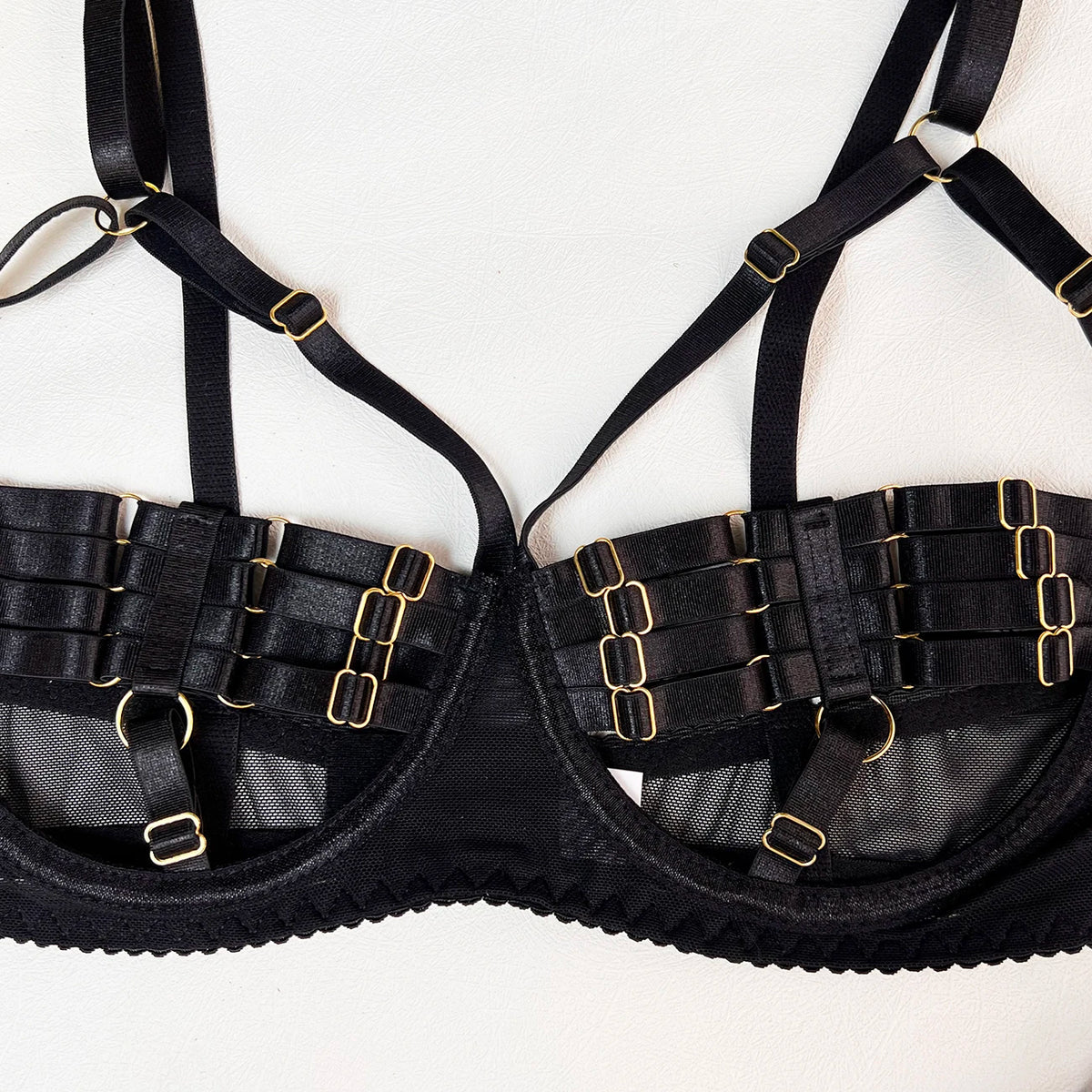 5-Piece Hollow Lingerie Set – Sensual Open Bra & Brief Outfit