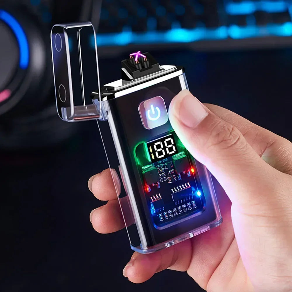 USB Rechargeable Electric Lighter – Windproof Dual Arc Plasma Fire Starter for Outdoors & Everyday Use