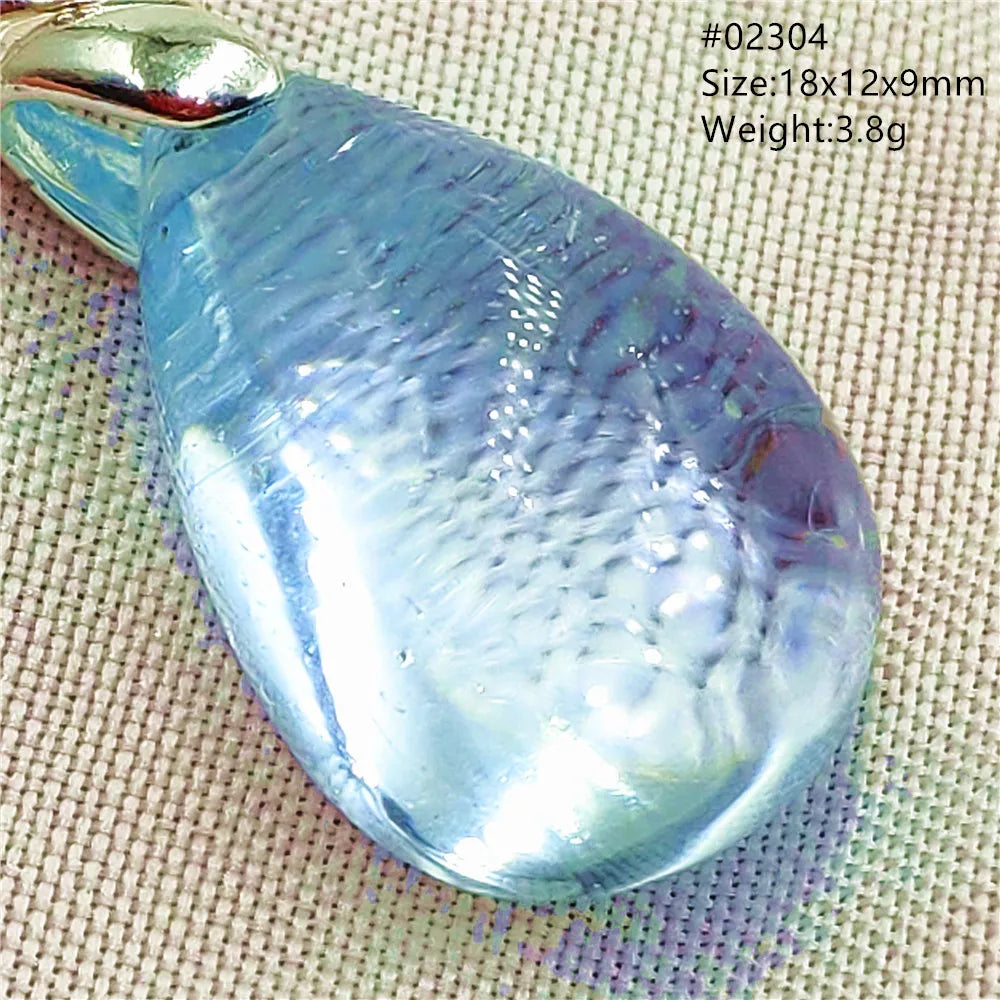 Natural Blue Topaz Quartz Pendant Necklace – Oval Healing Stone Jewelry