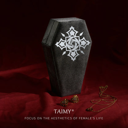 Gothic Velvet Coffin Jewelry Box – Customizable Ring & Necklace Display Case