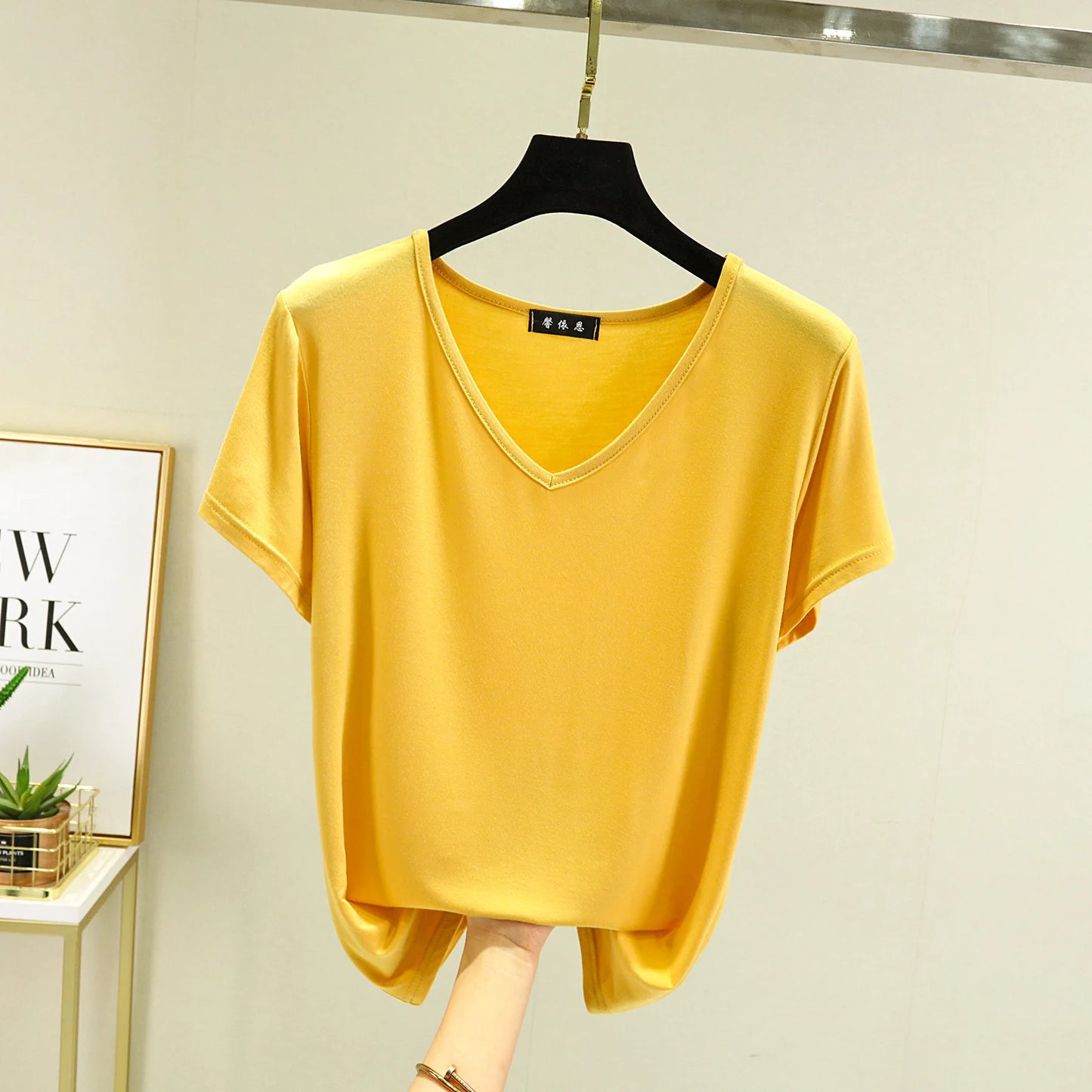 Women's Modal V-Neck Loose Fit T-Shirt