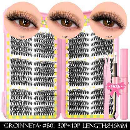 Lash Clusters Kit – 540PCS Cat-Eye Lash Extension Set with Bond & Seal