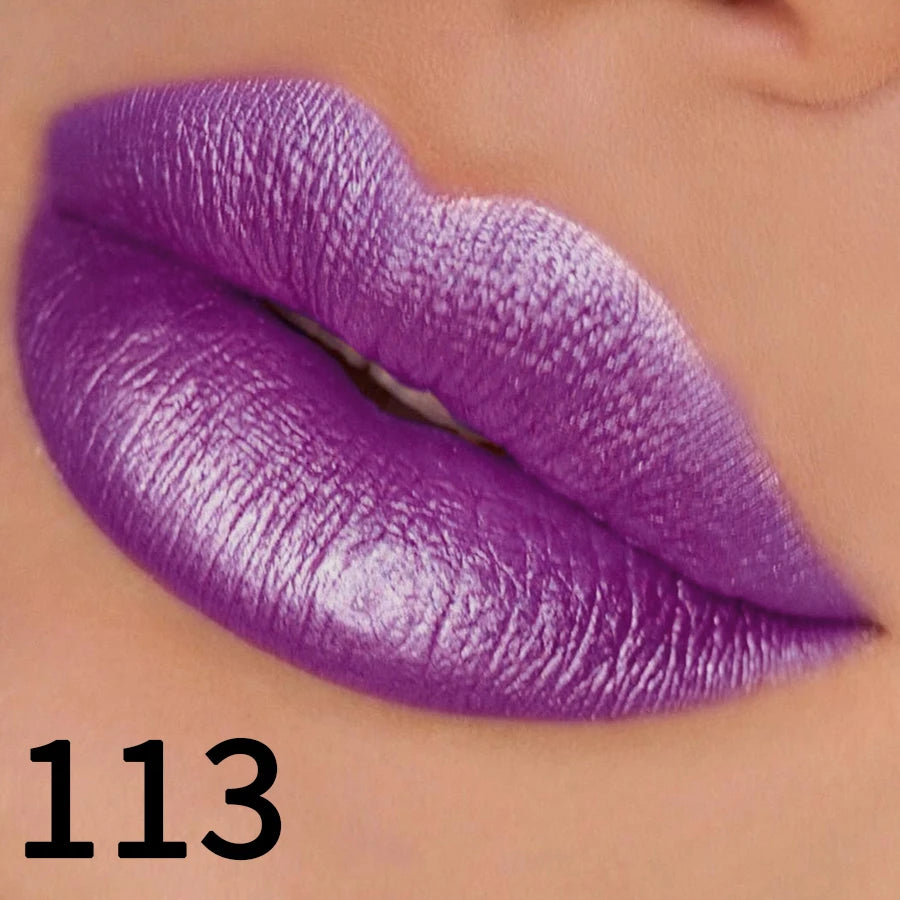 19-Color Glitter Lipstick Collection – Hydrating, Sparkling Metallic Lip Tints
