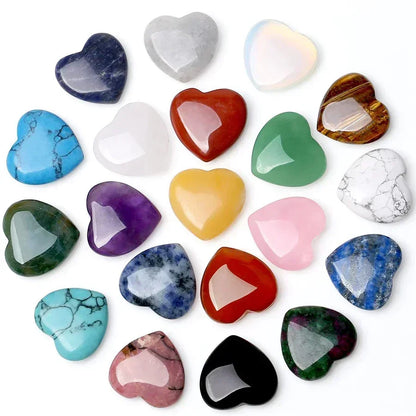 Heart-Shaped Natural Crystal Stones – Amethyst, Agate & Mineral Healing Specimens (10/20/30PCS, 20mm)