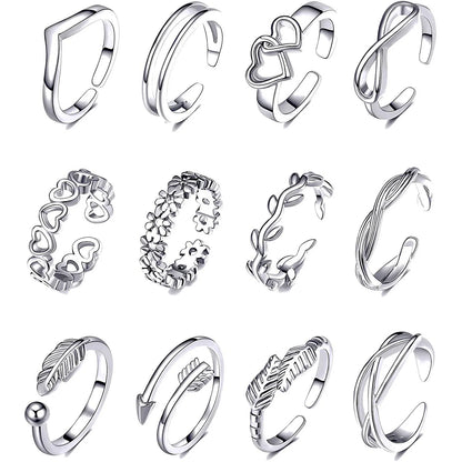 Adjustable Toe Ring Set – 7/10/12pcs Gold & Silver Summer Jewelry