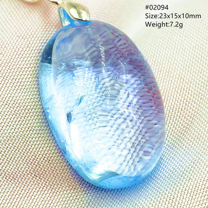 Natural Blue Topaz Quartz Pendant Necklace – Oval Healing Stone Jewelry