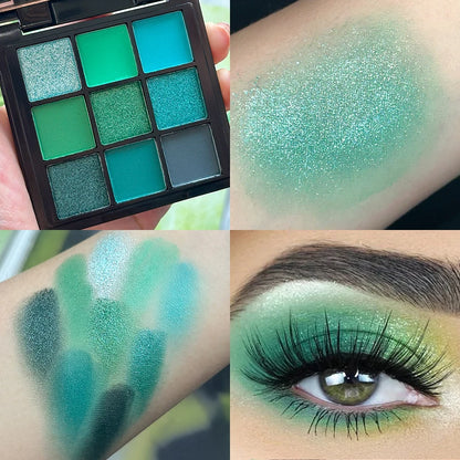 9-Grid Eyeshadow Palette – Glitter, Pearlescent, Matte & Shimmer Finishes