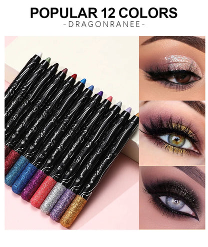 Glitter Eyeshadow & Eyeliner Pencil Set (12 Colors)