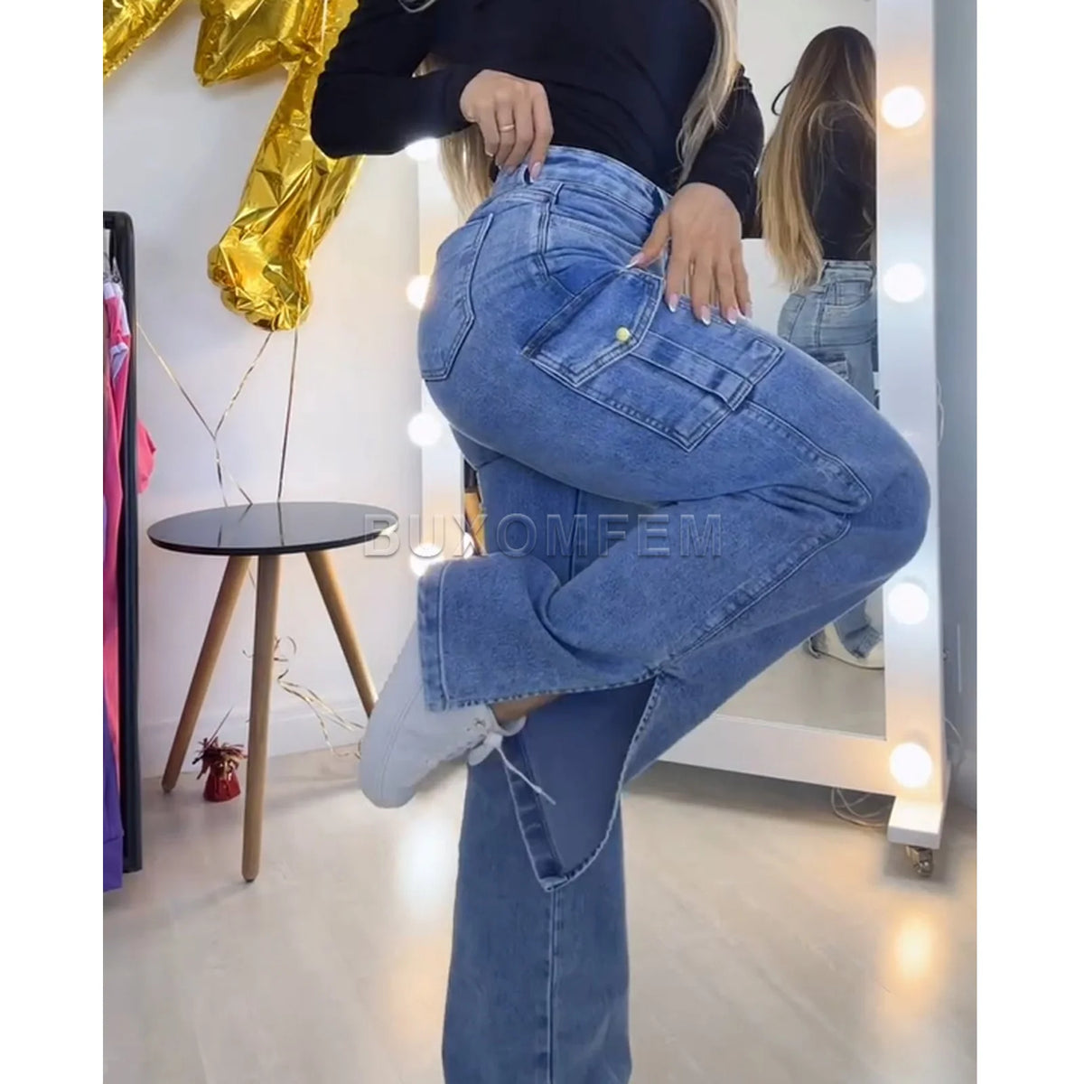 Y2K High-Waist Wide-Leg Pants – Baggy Streetwear Trousers for Women