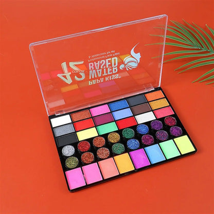42-Color UV Neon & Glitter Face & Body Paint Palette – Water-Activated Art Makeup