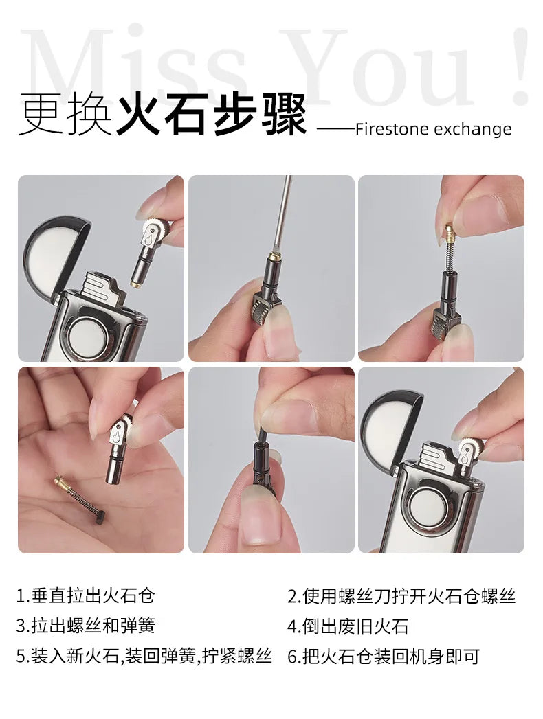 Double Flame LED Butane Metal Lighter