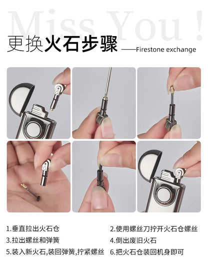 Double Flame LED Butane Metal Lighter