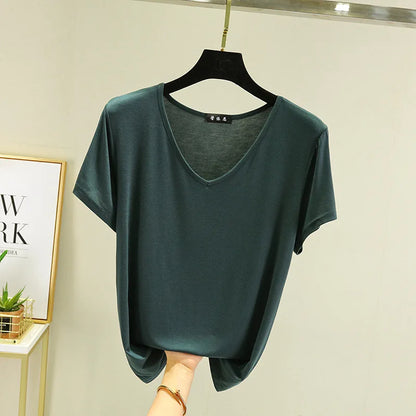 Women's Modal V-Neck Loose Fit T-Shirt