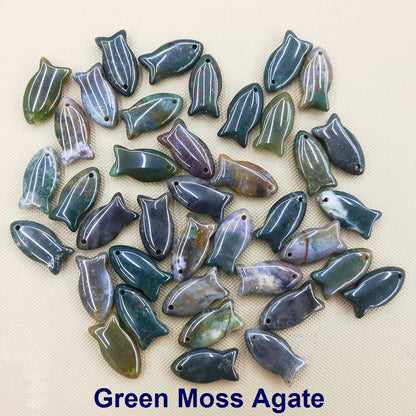 Small Fish Figurine Stone Pendant – Natural Crystal Gemstone for Jewelry & DIY Accessories