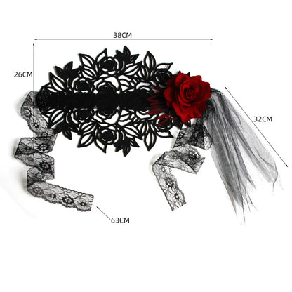 Vintage Gothic Rose Crown – Black Witch Headband Tiara