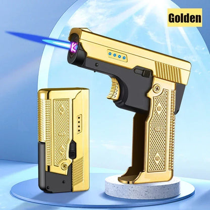 Windproof Gas-Electric Plasma Lighter – USB Type-C Rechargeable Folding Gun-Shaped Torch
