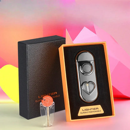 Double Flame LED Butane Metal Lighter