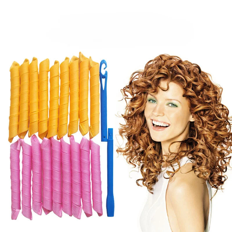 18pcs Spiral Heatless Hair Curlers – Effortless Curls, No Heat Needed