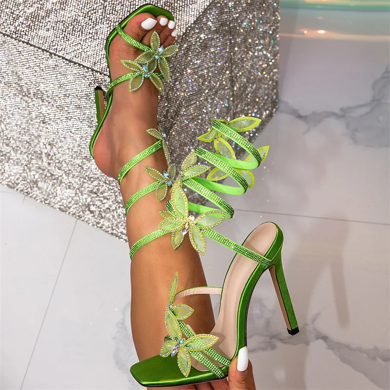 Butterfly Ankle Strap High Heel Sandals
