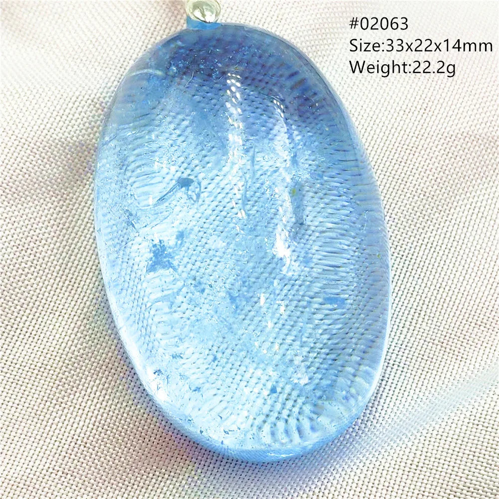 Natural Blue Topaz Quartz Pendant Necklace – Oval Healing Stone Jewelry