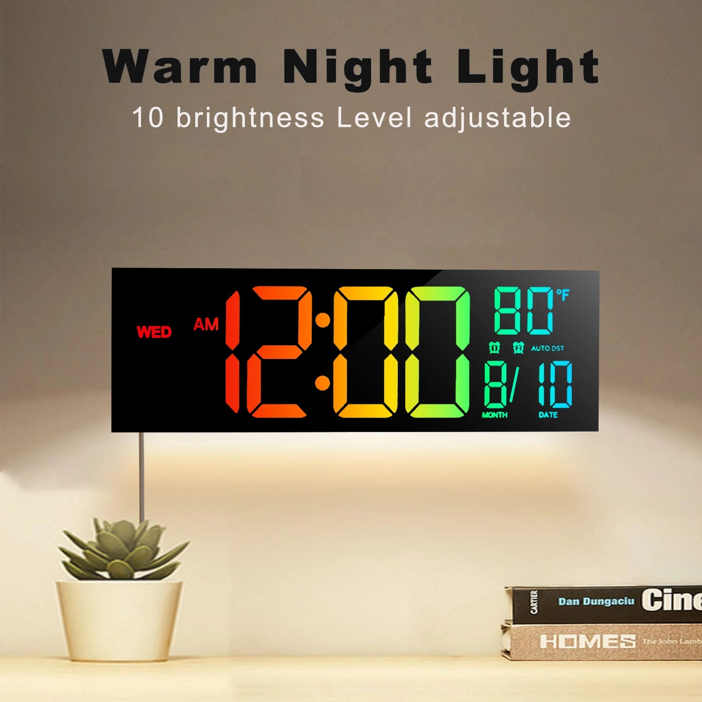 16" RGB LED Digital Wall Clock
