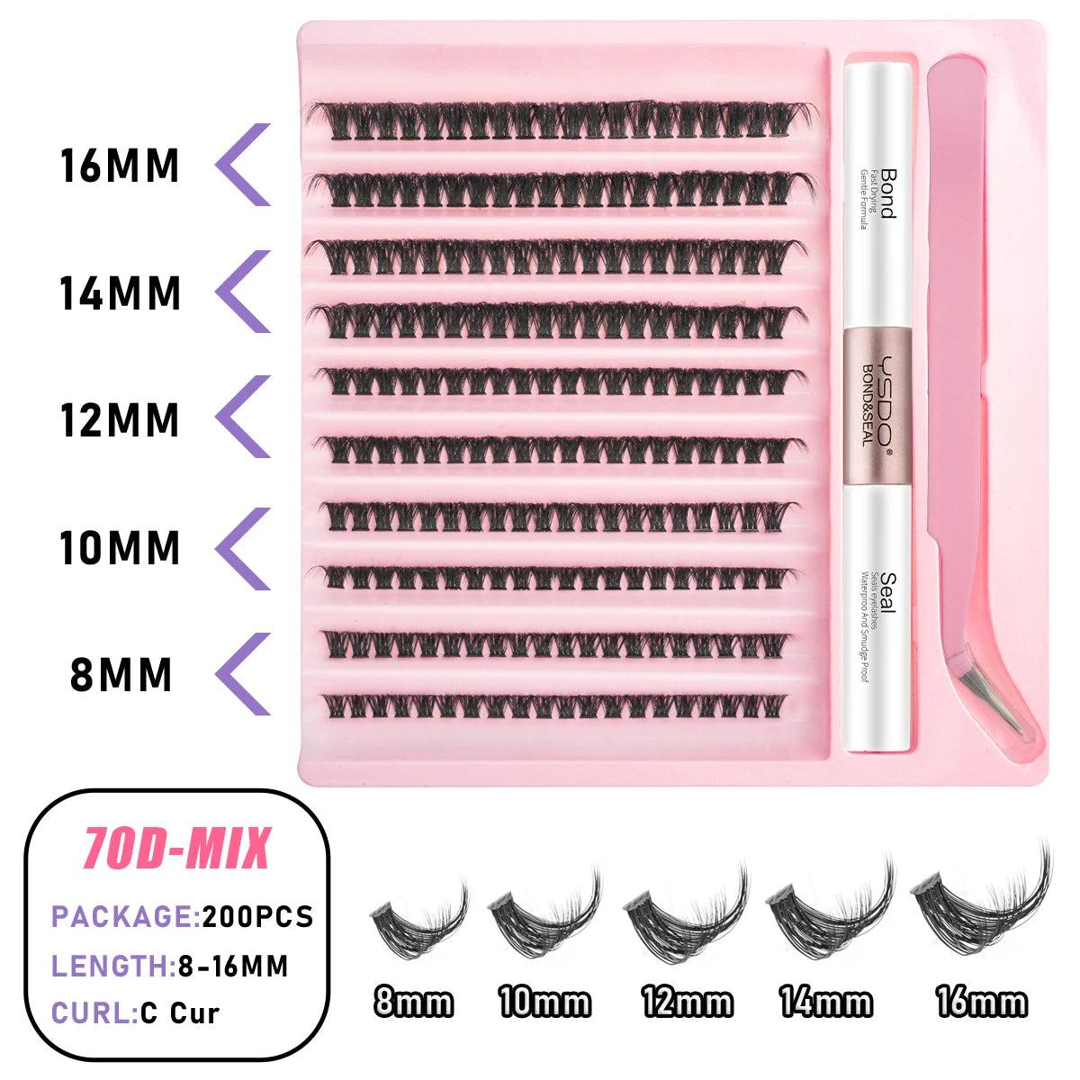 DIY Lash Cluster Extension Kit – Bond, Seal & Applicator Set (5–16mm)