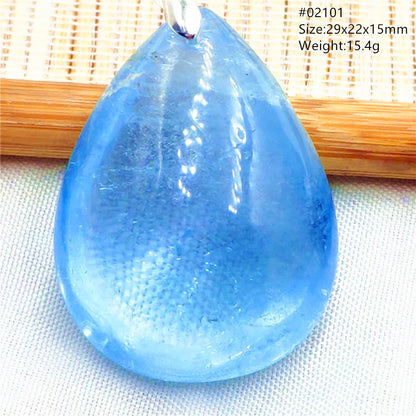 Natural Blue Topaz Quartz Pendant Necklace – Oval Healing Stone Jewelry